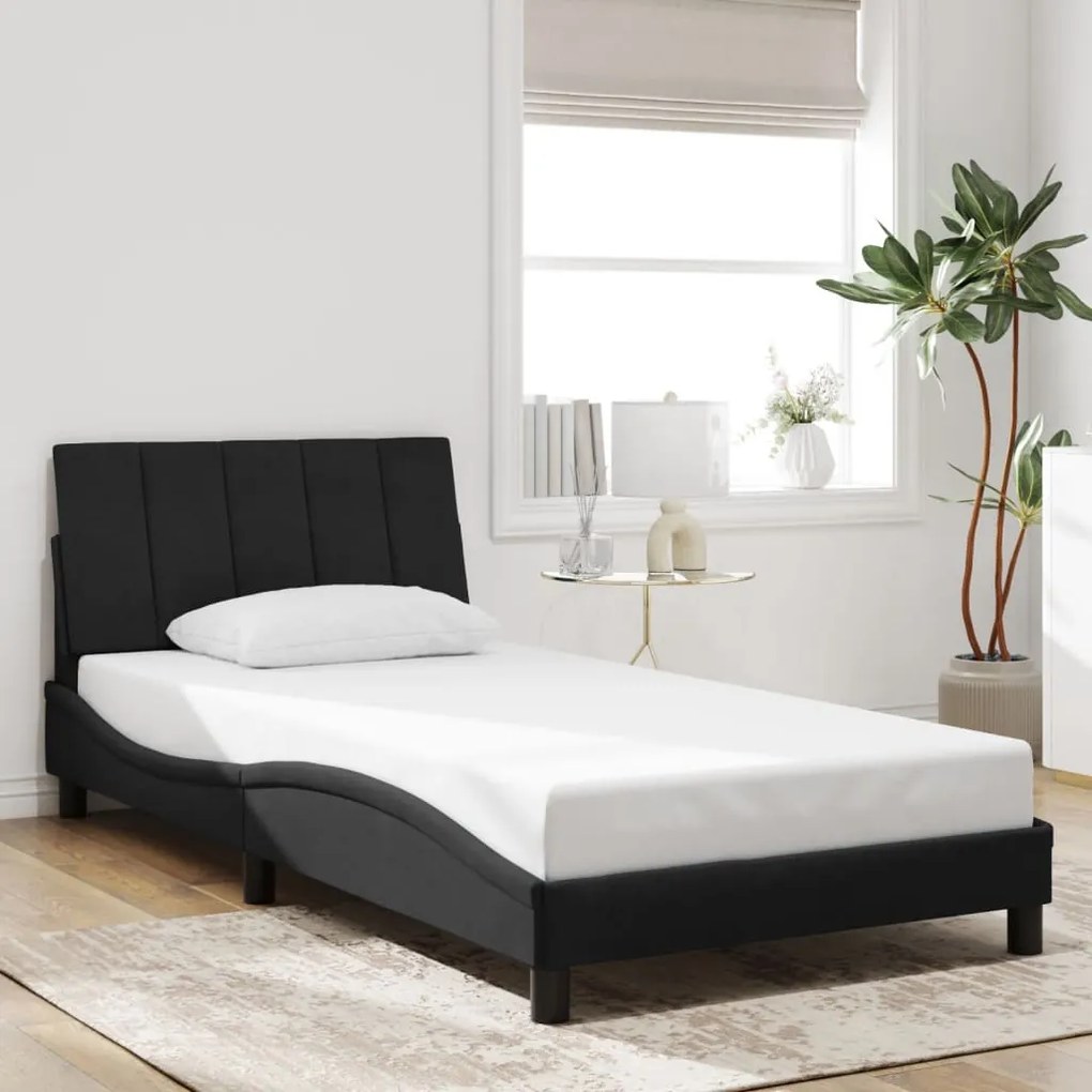 Estrutura de cama c/ luzes LED 100x200 cm veludo preto