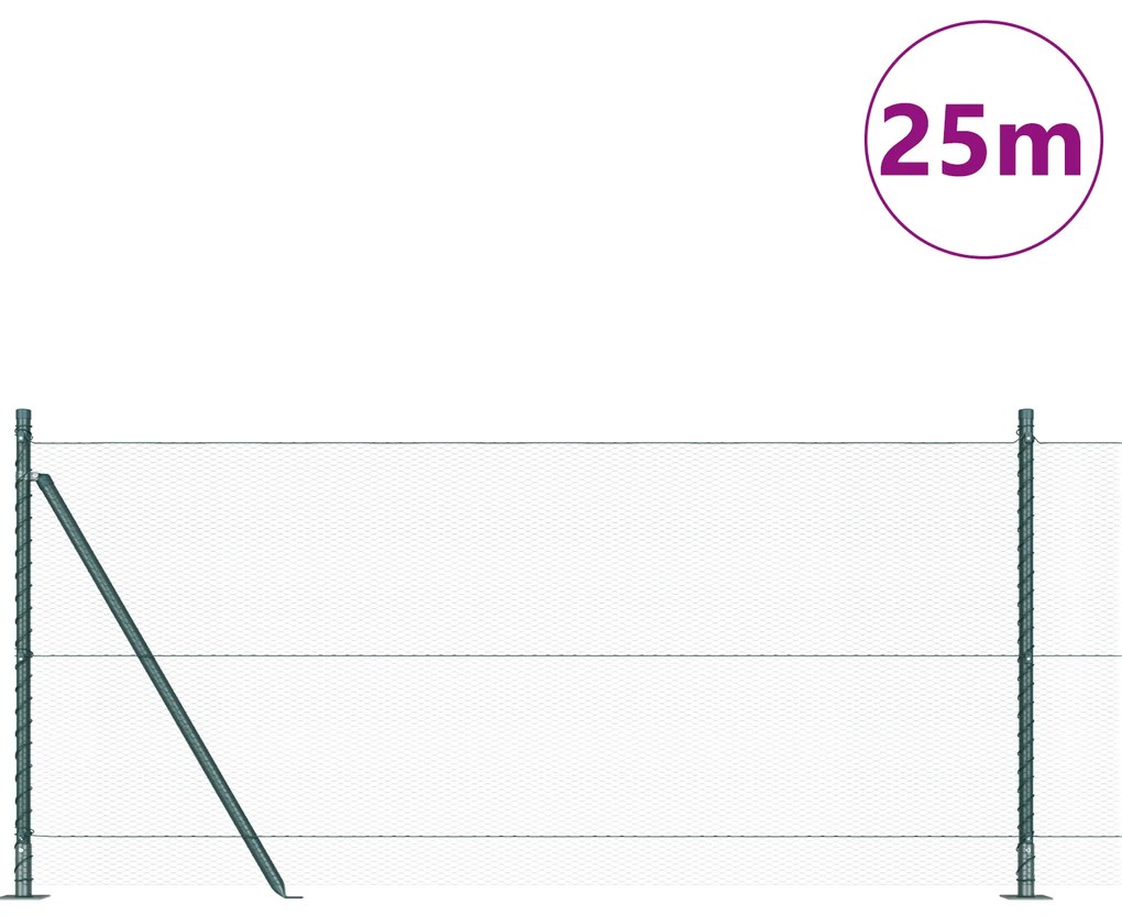 Cerca Hexagonal vidaXL Verde 0,8x25 m Aço