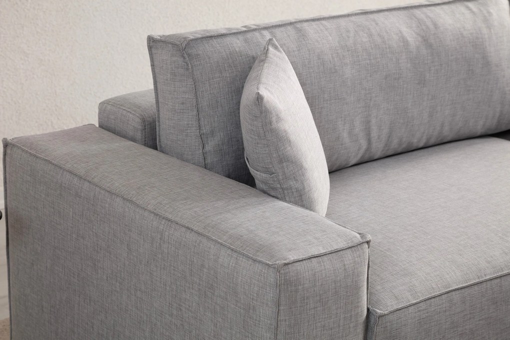 **** Sofá-Cama de Canto Pırlo – Cinzento Claro – 260x78x170 cm

**