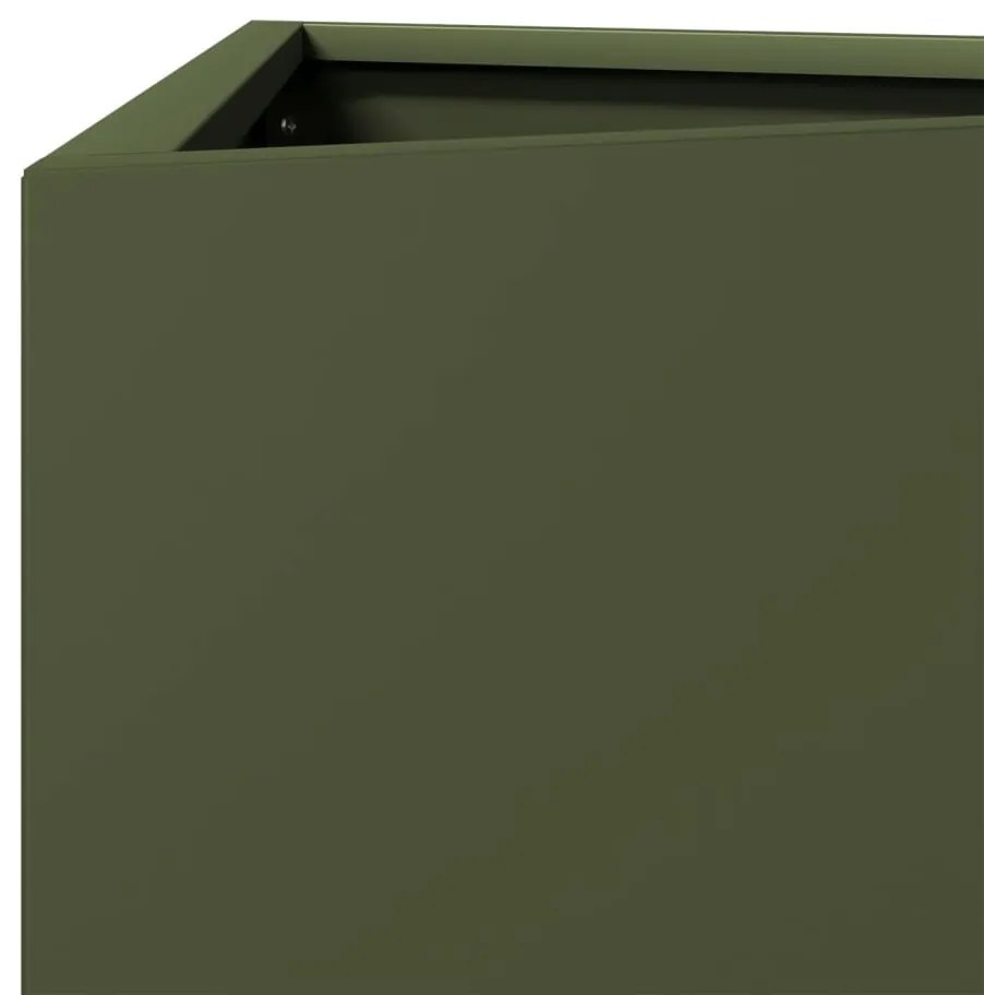 Vaso/floreira triangular 2 pcs 30x26x75 cm aço verde-azeitona