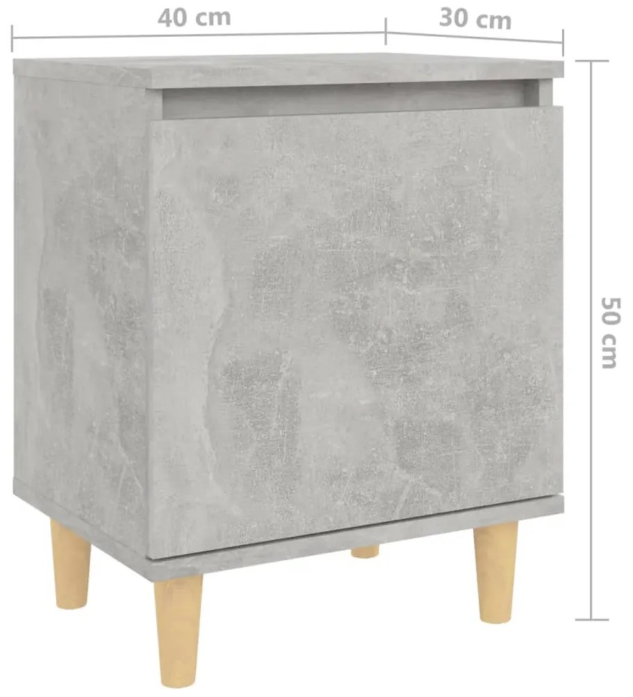 Mesa cabeceira c/ pernas de madeira 40x30x50cm cinzento cimento