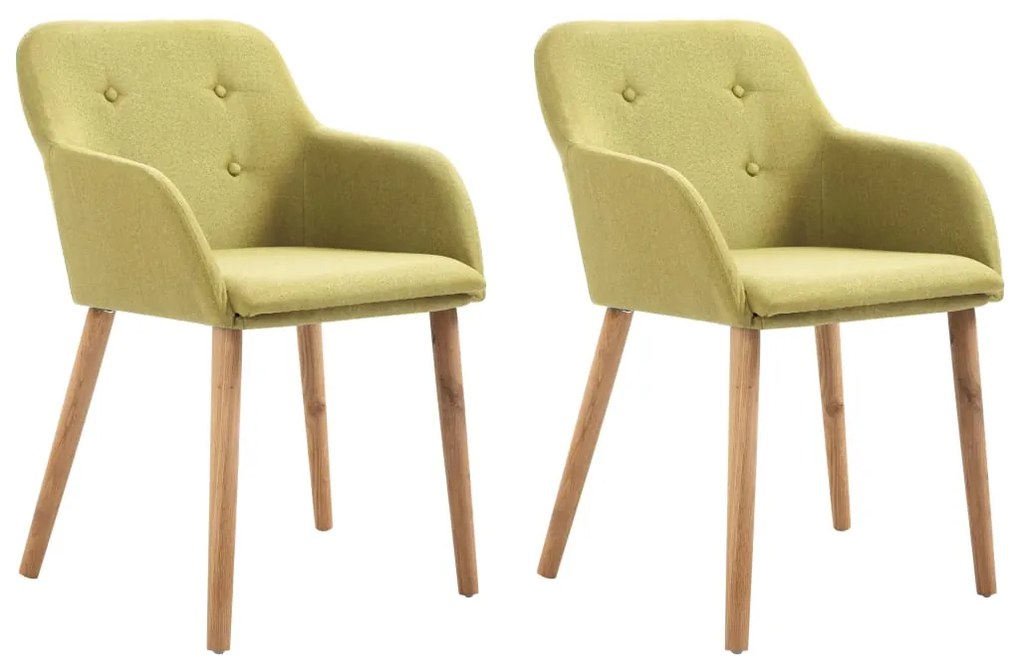 vidaXL Cadeiras de jantar 2 pcs tecido verde e carvalho maciço