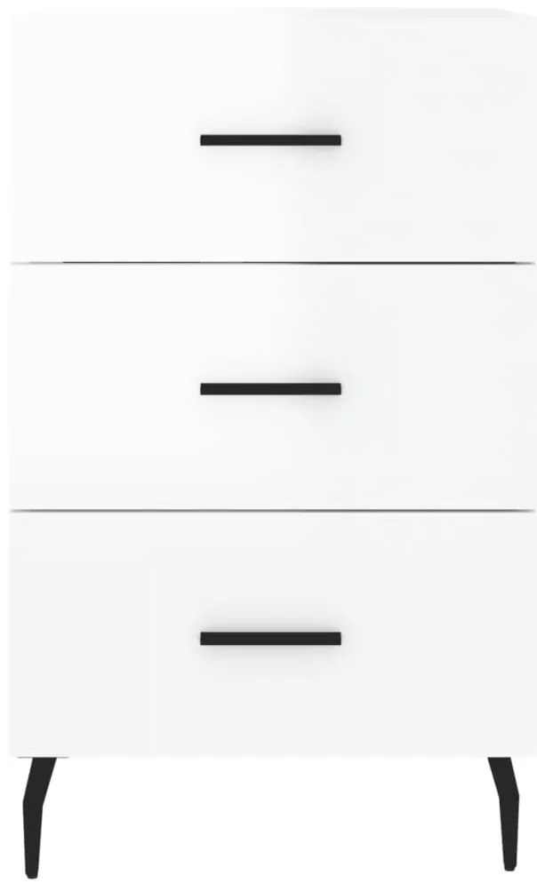 Mesa de cabeceira 40x40x66cm derivados madeira branco brilhante
