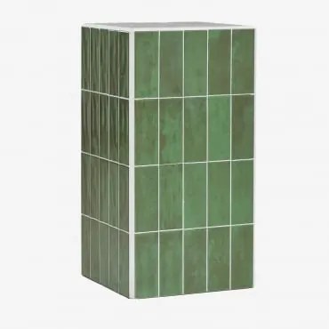 Mesa Lateral De Jardim Quadrada 30x30 Cm Em Cimento E Azulejos Bongani Verde Cacto - Sklum