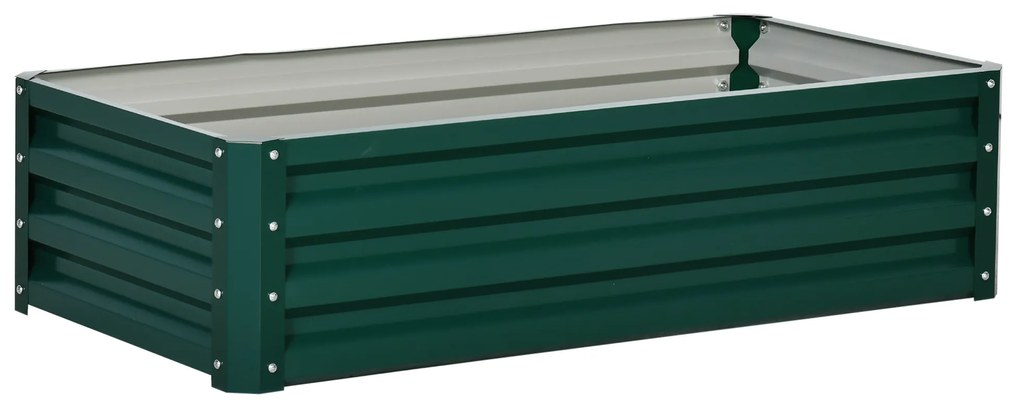 Outsunny Caixa de Plantio de Aço Galvanizado para Cultivar Plantas Flores Floreira Exterior Retangular com Fundo Aberto 120x60x30,5 cm Verde