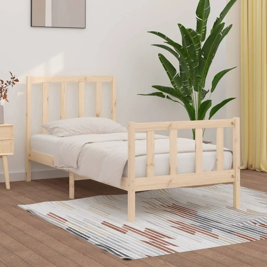 vidaXL Estrutura de cama solteiro 90x190 cm madeira maciça