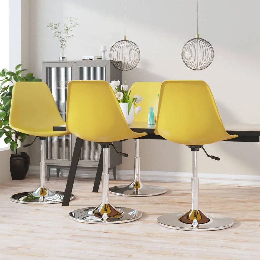 vidaXL Cadeiras de jantar giratórias 4 pcs PP amarelo