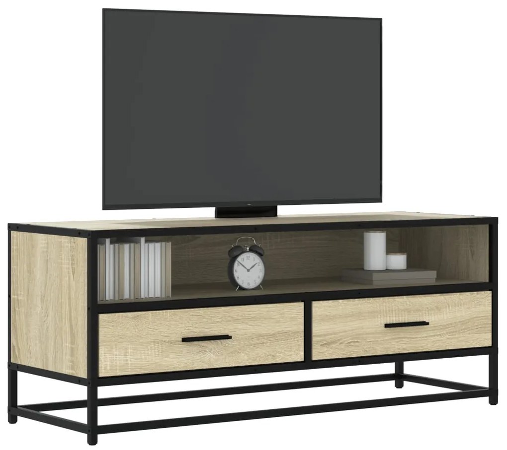 Móvel p/ TV 100x34,5x40 cm deriv. madeira/metal carvalho sonoma
