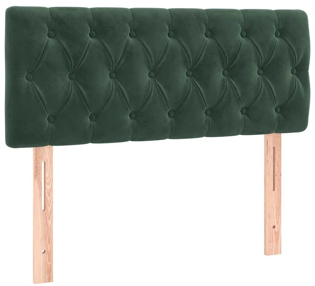 Cama box spring com colchão e luzes LED veludo verde-escuro
