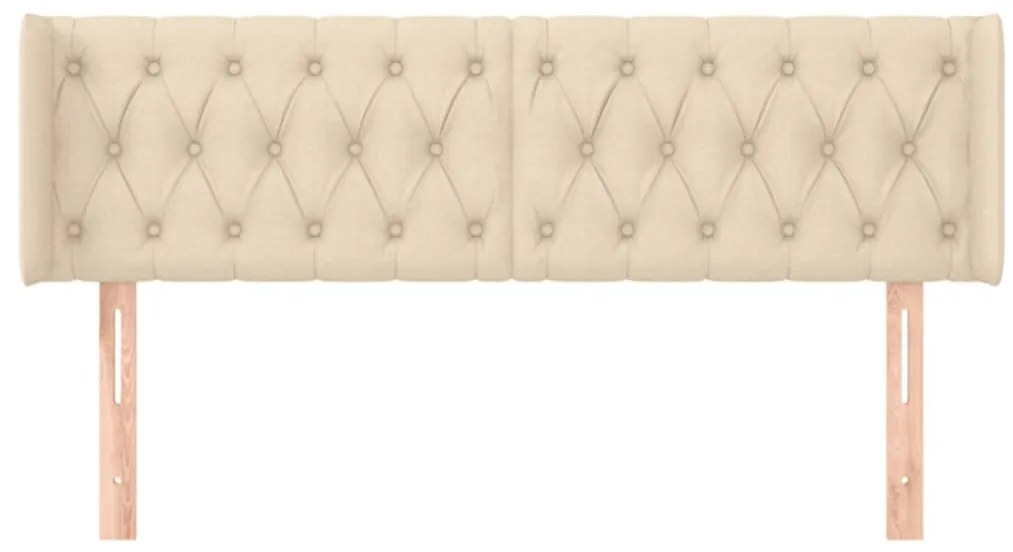 Cabeceira de cama c/ abas tecido 147x16x78/88 cm creme