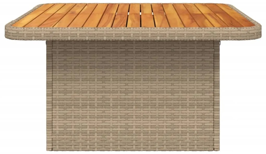 Mesa de jardim 80x80x71 cm vime PE e madeira de acácia bege