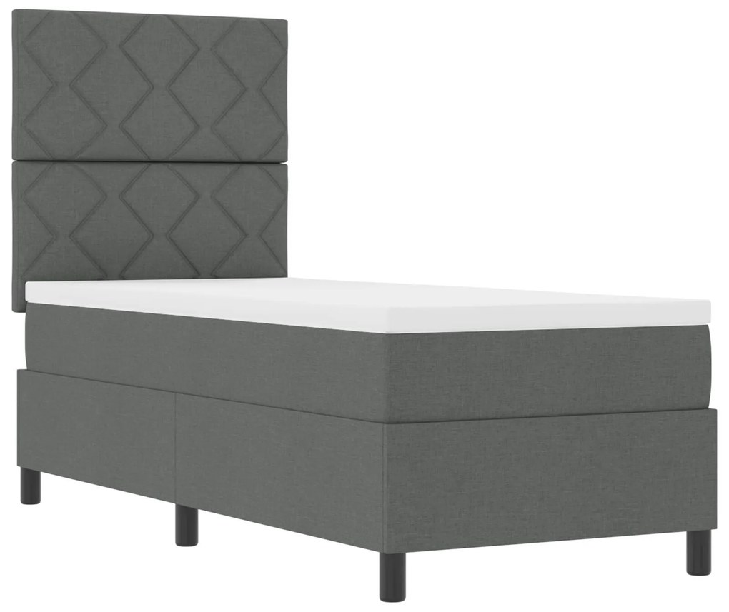 Cama Box Spring com Colchão Cinza Escuro 80x200 cm Tecido