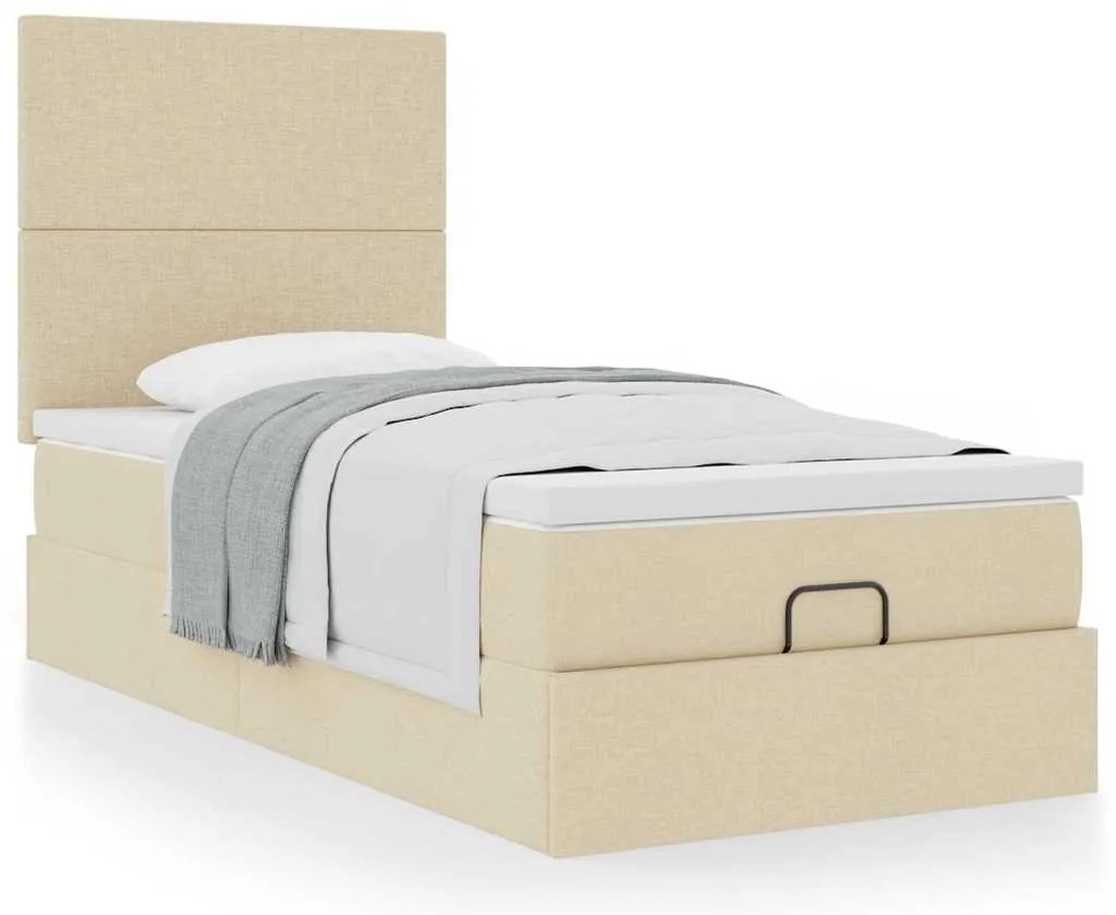 Cama otomana com colchão 90x200 cm tecido creme