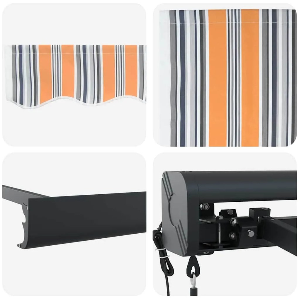 Toldo Retrátil Automático Listrado Multicolorido 500 x 300 cm