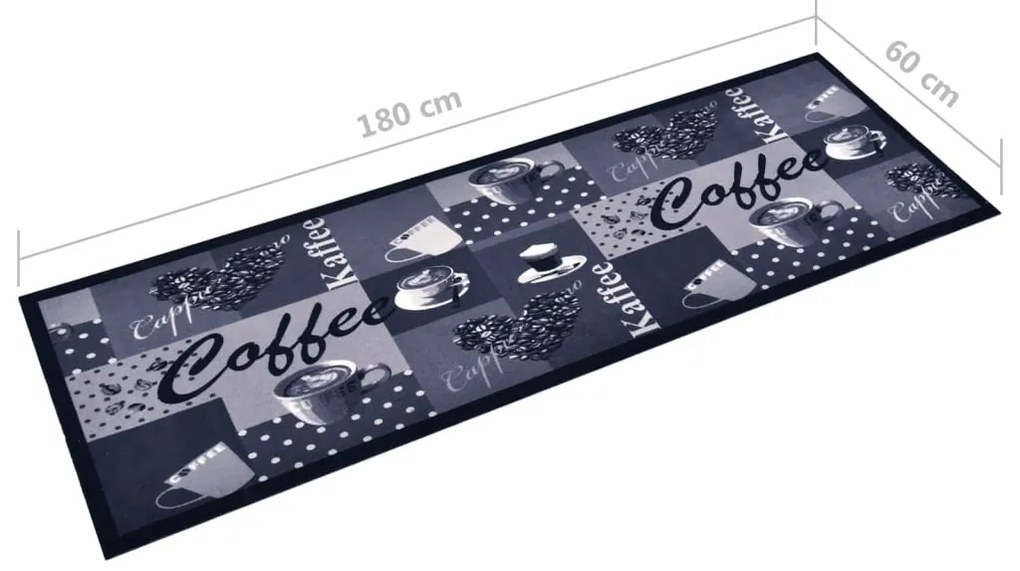 Tapete de cozinha lavável com design café 60x180 cm azul