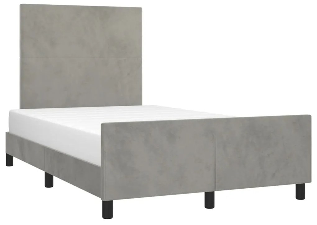 Estrutura de cama sem colchão cinza claro Veludo