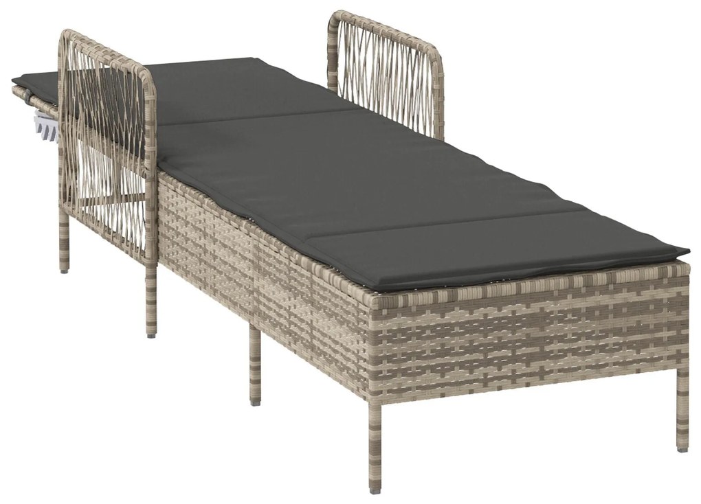 Espreguiçadeira Cinza claro Rattan PE 157 x 55 x 92 cm Dobrável