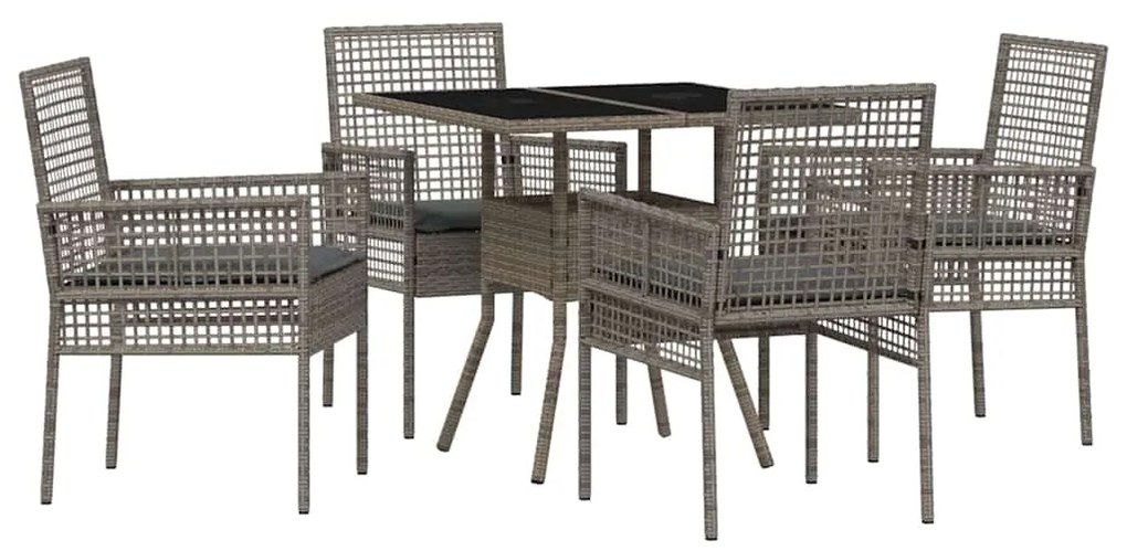 Conjunto de Jantar de Jardim 5 Peças Cinzento Rattan Poliéster