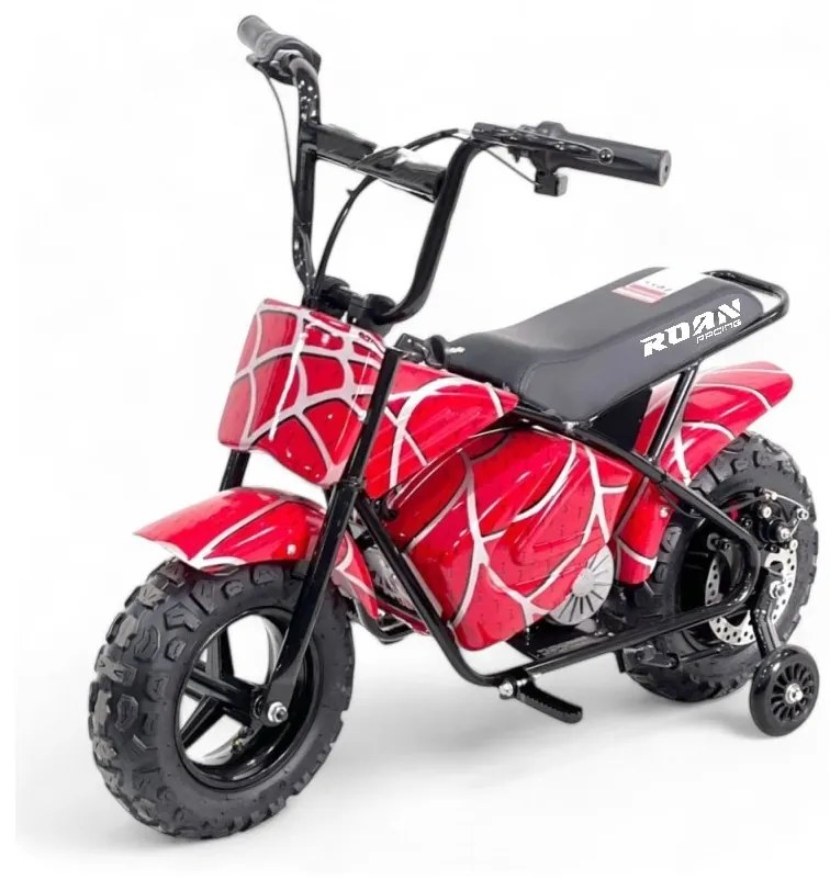 Mini moto elétrica para crianças 250W com rodas e limitador de velocidade Homem Aranha