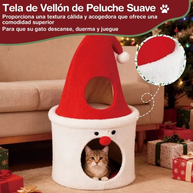 Cama para gatos com desenho de Árvore de Natal moderna e bonita 75 cm Vermelho+Branco