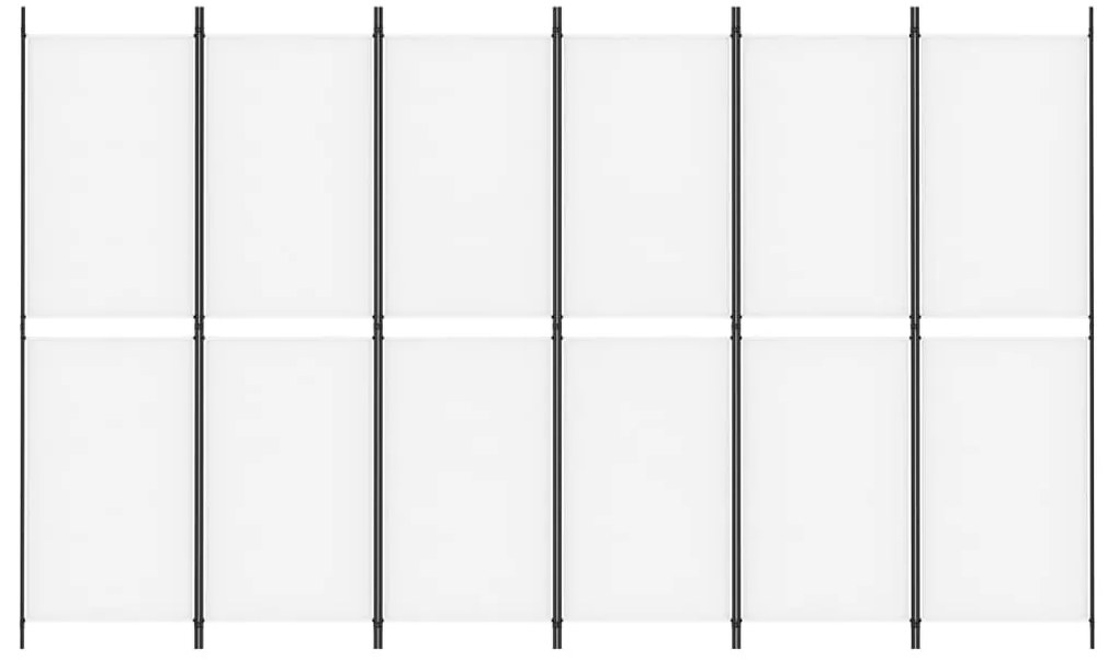 Biombo/divisória com 6 painéis 300x180 cm tecido branco