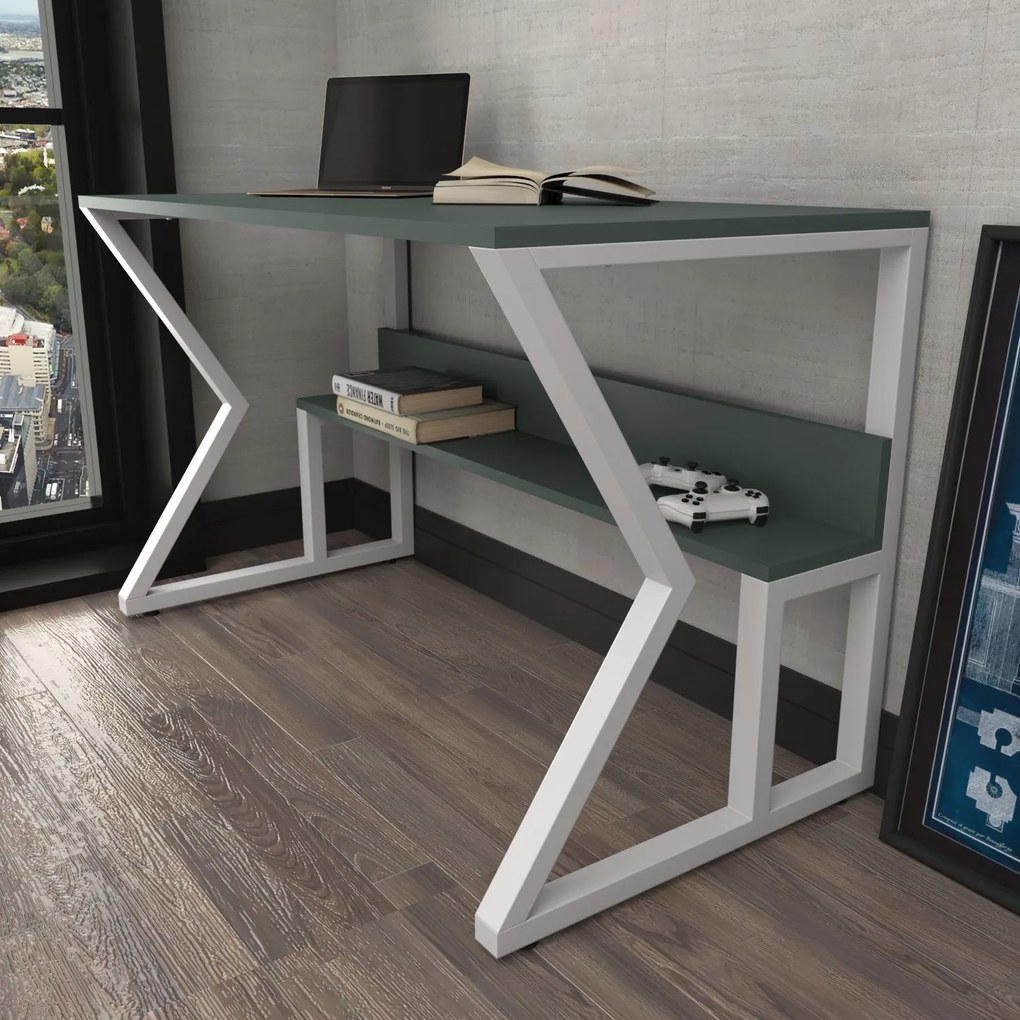 Secretária Wake – Verde e Branco – 120 cm x 72,8 cm x 60 cm