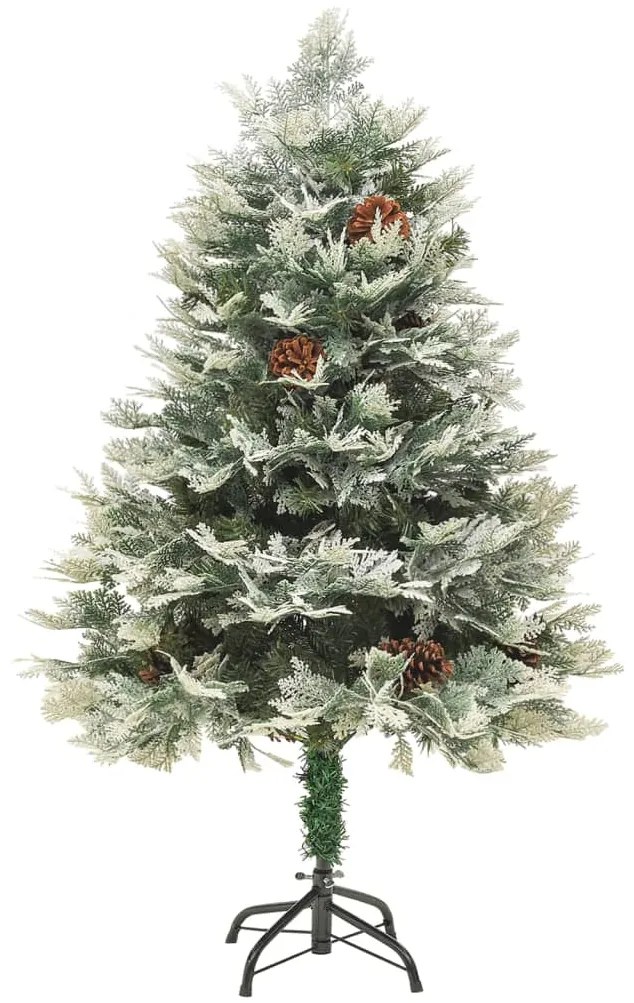 Árvore de Natal com pinhas pré-iluminada 120 cm PVC e PE verde