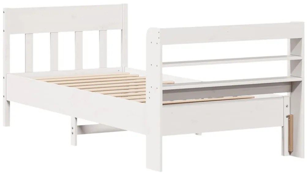 Cama sem colchão 100x200 cm madeira de pinho maciça branco