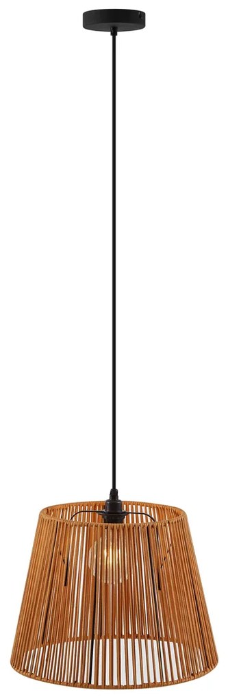 Candeeiro suspenso de exterior preto com abajur de corda laranja IP44 - Cava Jayla