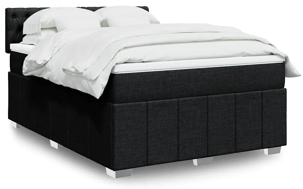 Cama com molas/colchão 140x200 cm tecido preto