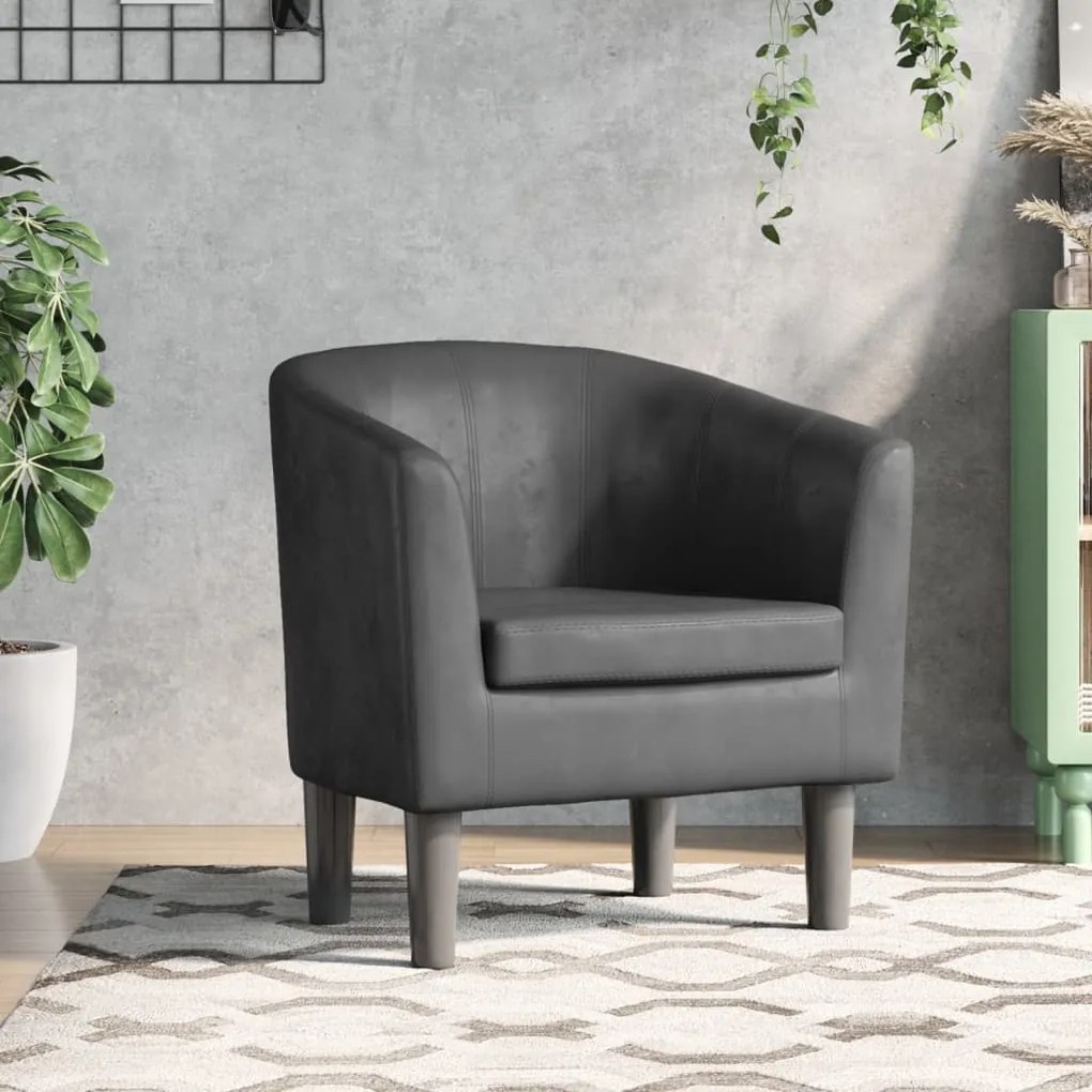 vidaXL Poltrona couro artificial cinzento