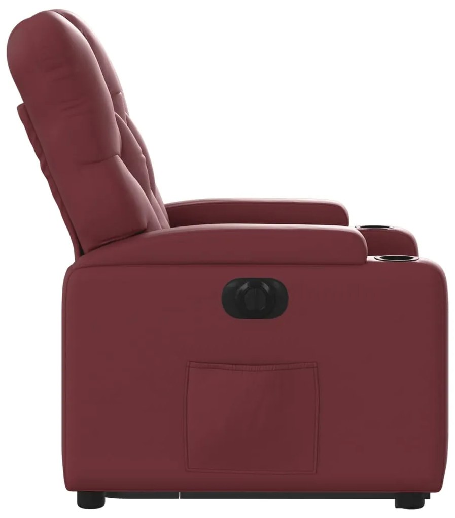 Poltrona reclin. elevatória elétrica couro artif vermelho-tinto