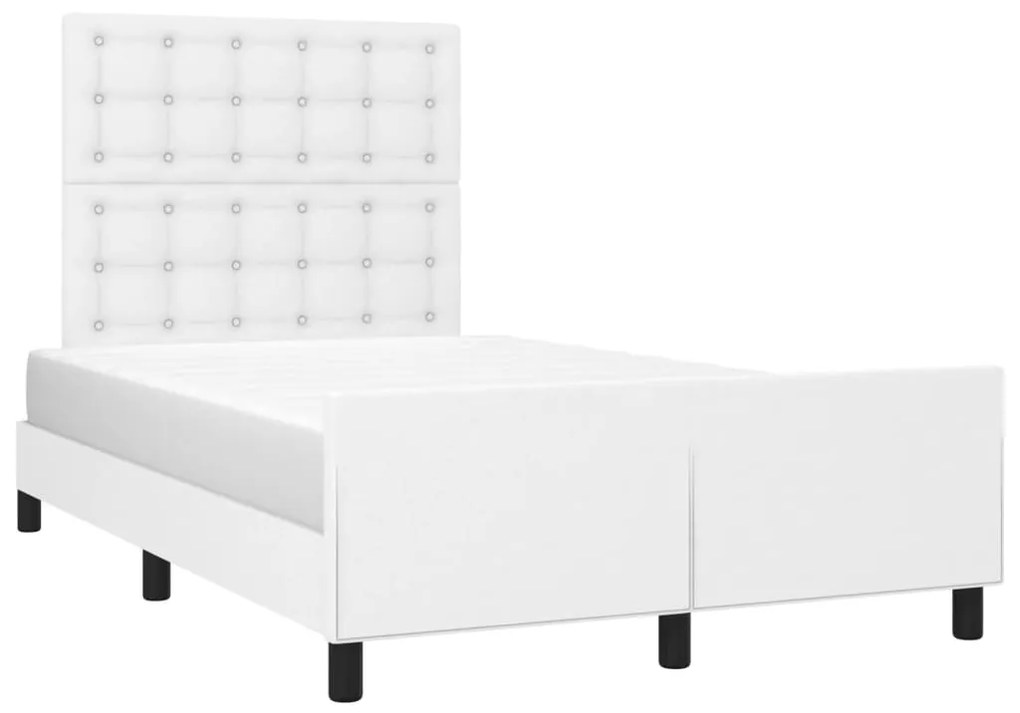 Estrutura de cama sem colchão 120x190cm couro do falso branco