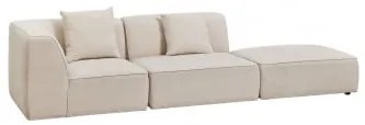 Sofá Modular De Canto Em 2 Peças Com Puff Estofado Cardea Chenille Bege Creme - Sklum