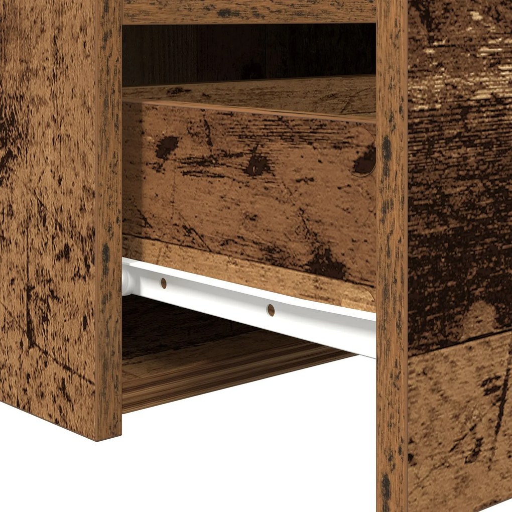 Cabeceira de Cama vidaXL com Luzes LED Madeira Antiga 50x40x45 cm