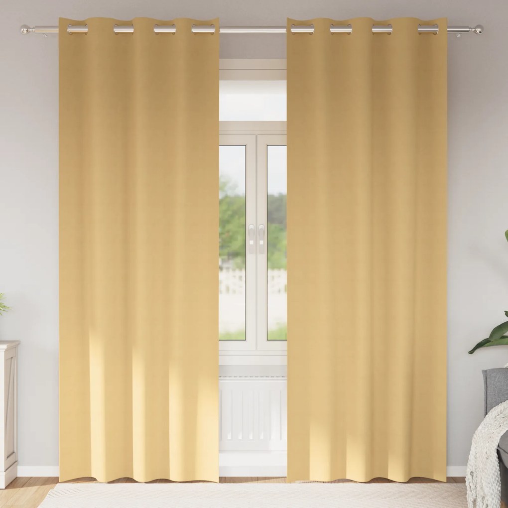 vidaXL Cortinas com cortinas 2 pcs Bege 225 x 140 cm Poliéster