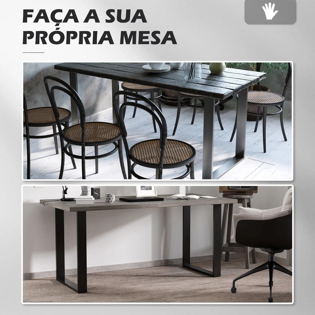 HOMCOM Conjunto de 2 Pés para Mesa de Aço 60x72 cm Pernas Quadradas de