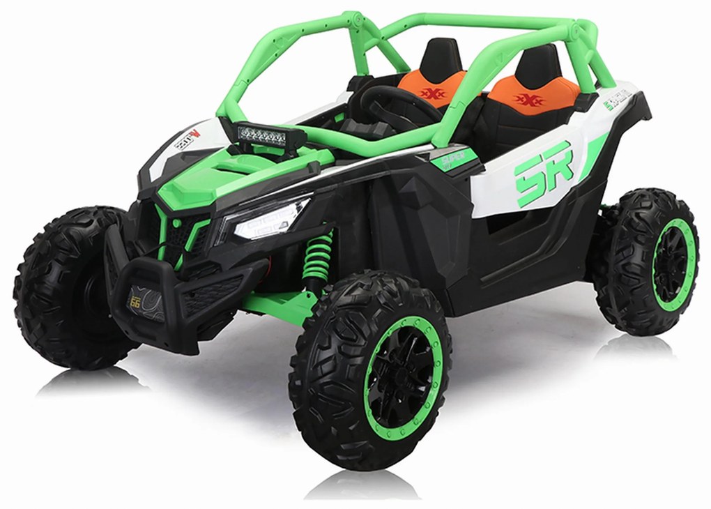 Carro elétrico para Crianças 24V 4x4 2 Lugares Buggy SR SUPER 66 Rodas de espuma EVA, Assento Couro Verde