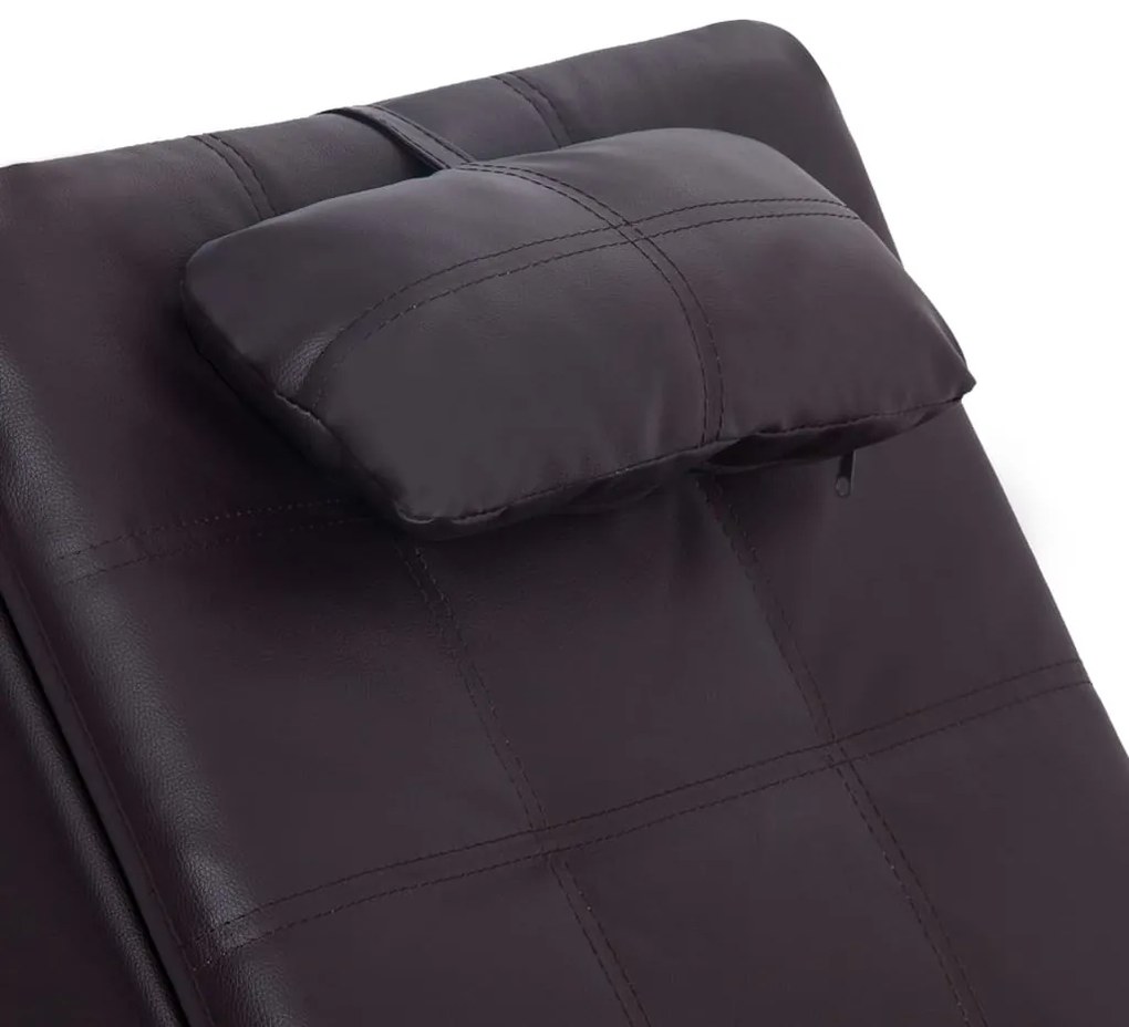 Chaise longue de massagem c/ almofada couro artificial castanho