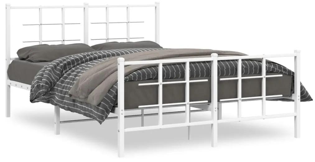 355629 vidaXL Estrutura de cama com cabeceira e pés 140x200 cm metal branco