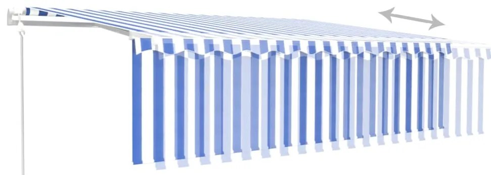 Toldo retrátil automático com estore 5x3 m azul e branco