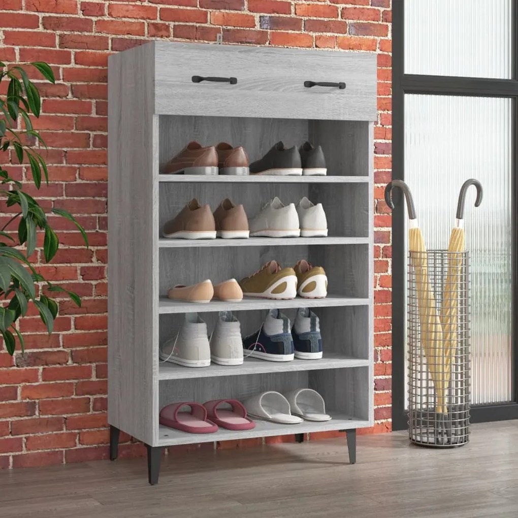 vidaXL Sapateira 60x35x105 cm derivados de madeira cinzento sonoma