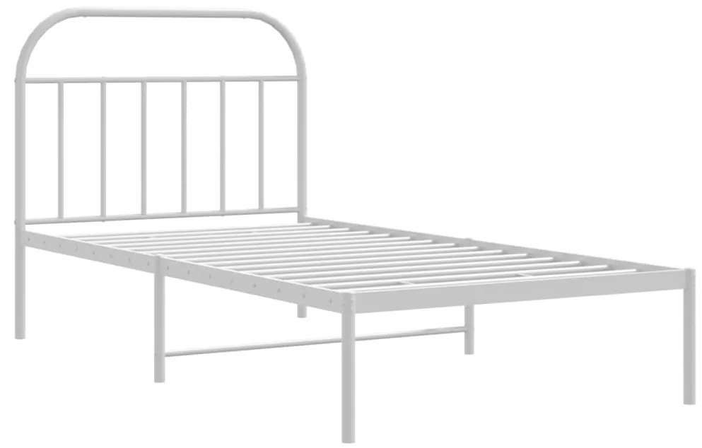 Estrutura de cama com cabeceira 100x190 cm metal branco