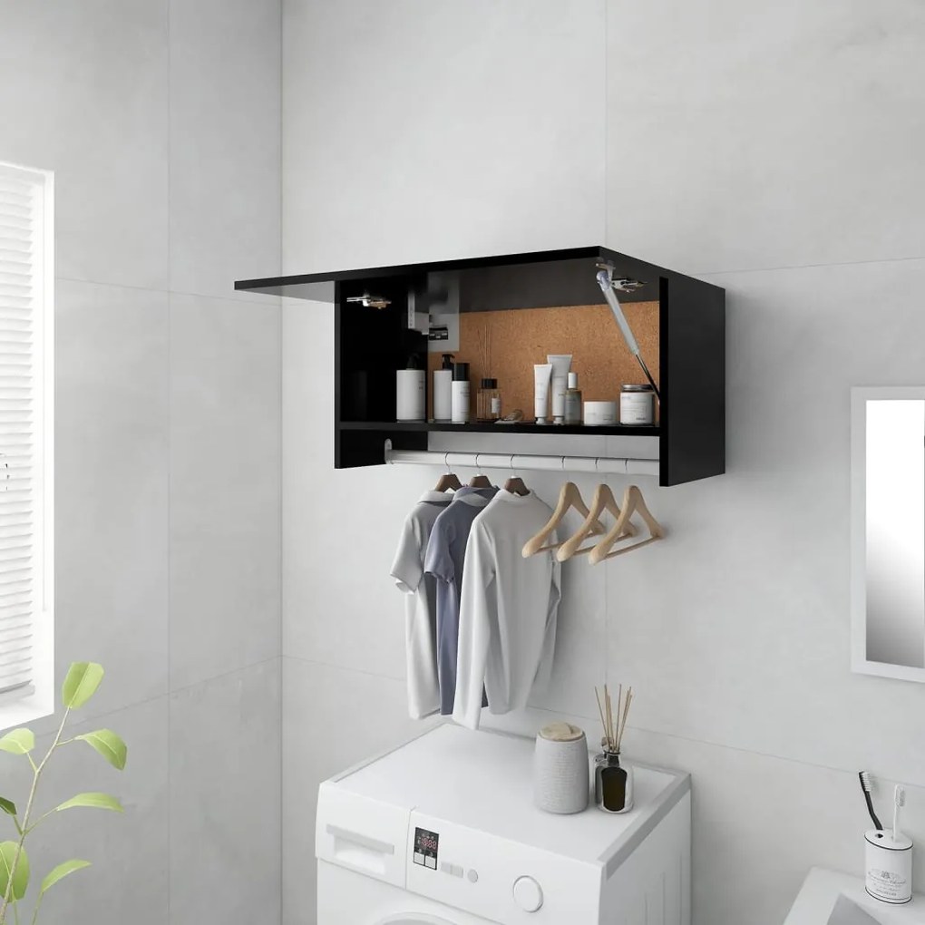808243 vidaXL Roupeiro 70x32,5x35 cm contraplacado preto
