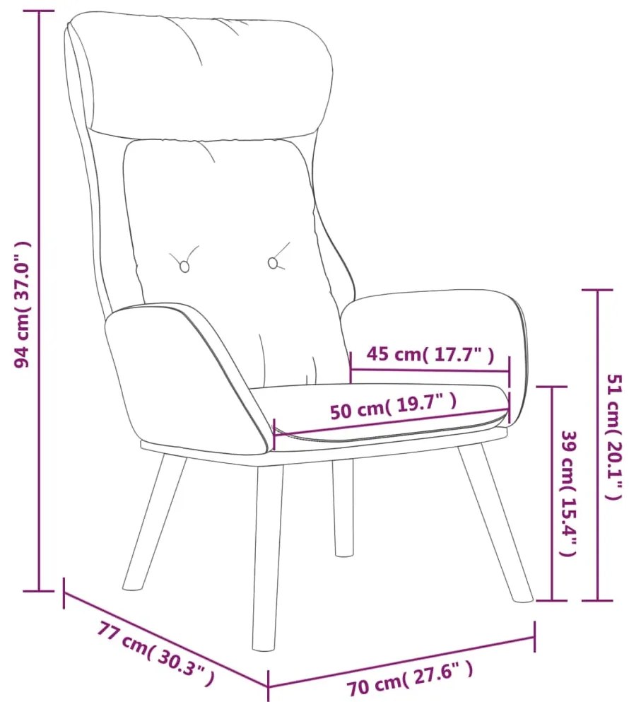Cadeira de descanso PVC e tecido cor creme