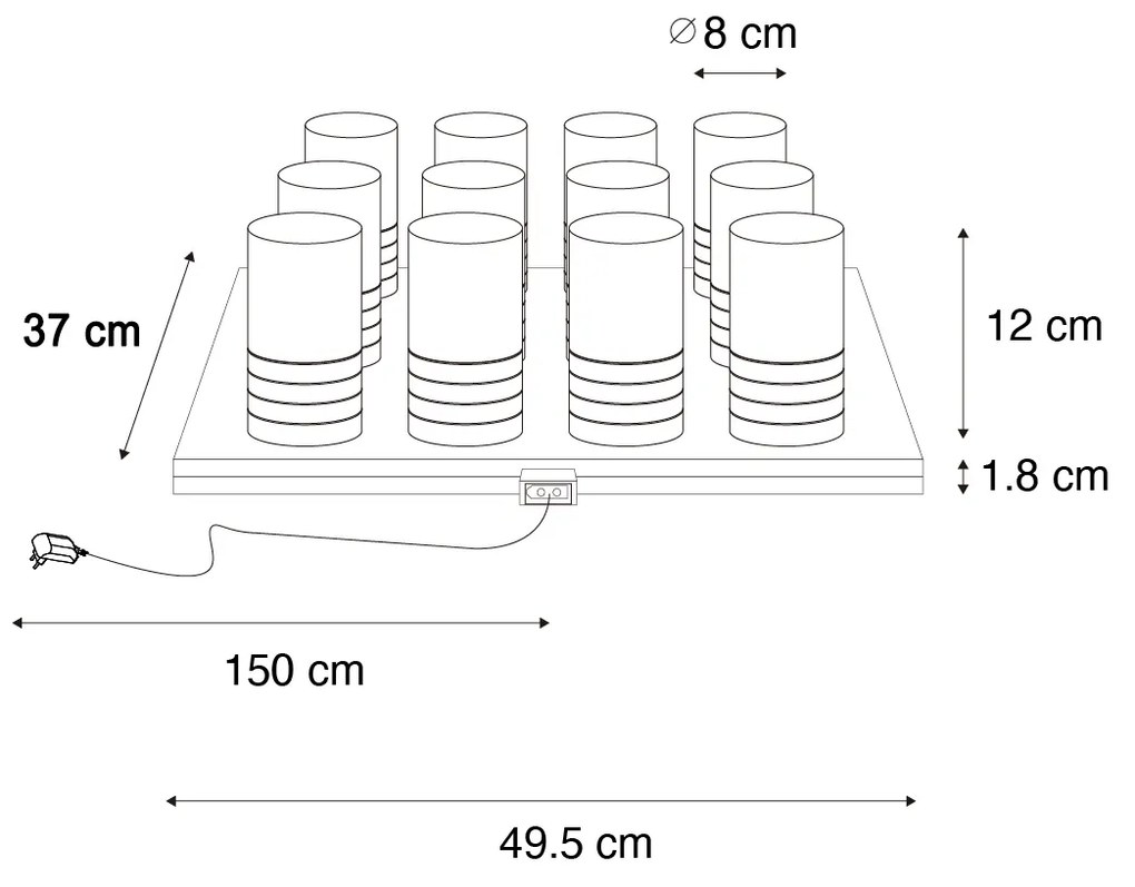 LED Conjunto de 12 Candeeiros de Mesa Recarregáveis Dourados RGBW Incl. Estação de Carregamento - Alessia Art Deco
