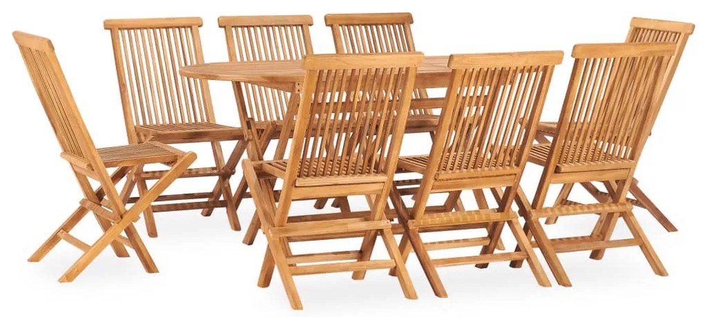 vidaXL 9 pcs conjunto jantar dobrável p/ exterior madeira teca maciça