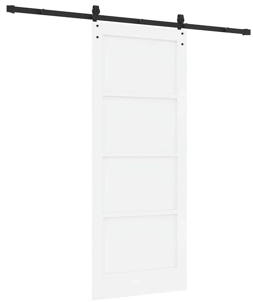 Porta Deslizante com Hardware 'ORKDAL'em Madeira Sólida de Pinho Branc