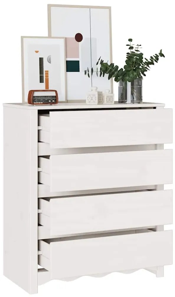 Cômoda vidaXL "DRAMMEN" Branca 76,5x40x91 cm Madeira Sólida de Pinho