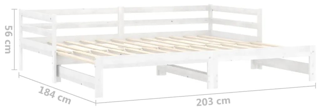 Estrutura sofá-cama de puxar 2x(90x200) cm pinho maciço branco